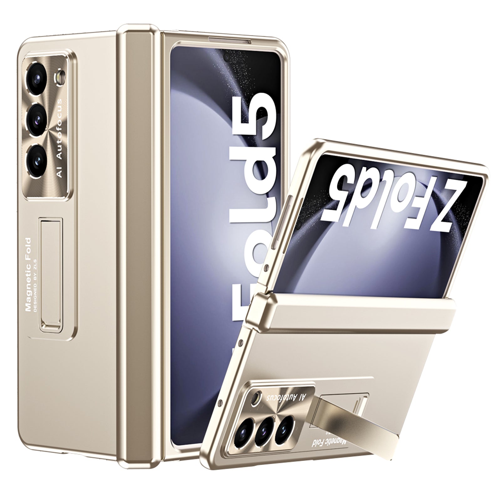 For Samsung Galaxy Z Fold5 5G Hinge Protection Phone Case Electroplating PC Phone Cover with Kickstand For Samsung Galaxy Z Fold5 5G Hinge Protection Phone Case Electroplating PC Phone Cover with Kickstand